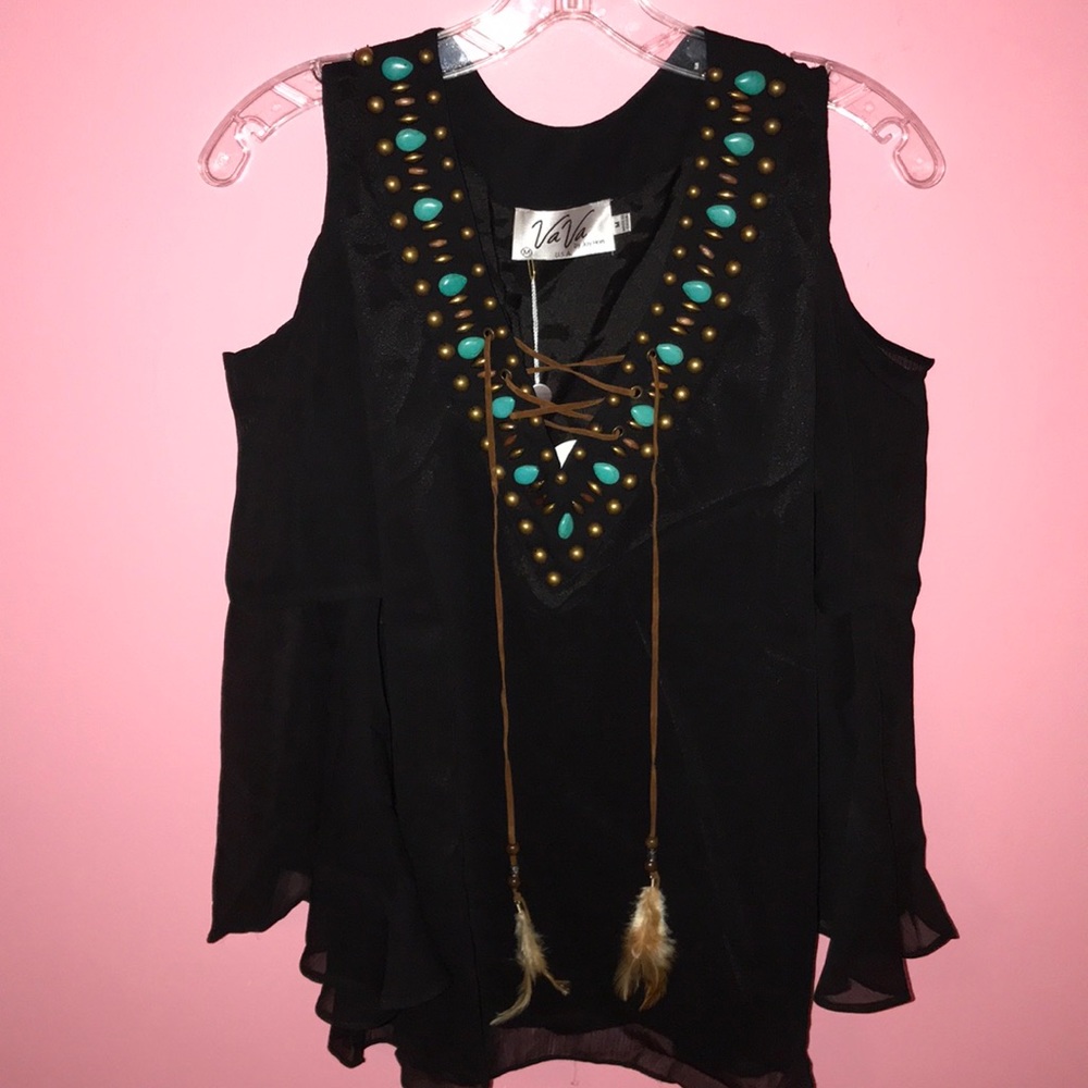 beaded lace up top
